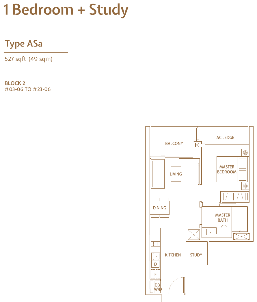1-Bedroom + Study, Type ASa