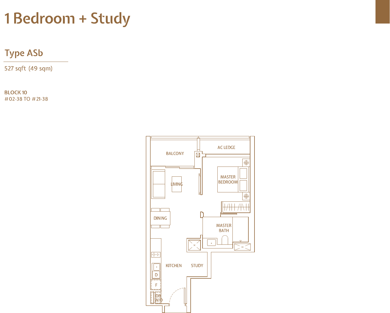 1-Bedroom + Study, Type ASb