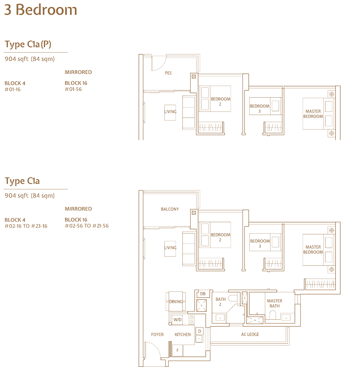 3-Bedroom, Type C1a / C1a(P)